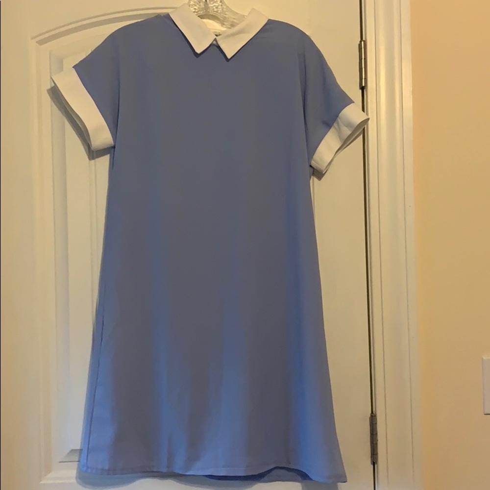 Blue dress with white collar!
